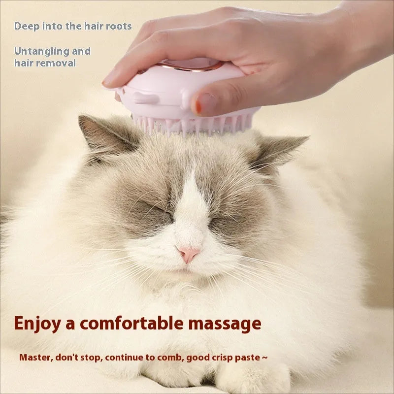 Pink and yellow pet comb laser grooming brush for cats and dogs