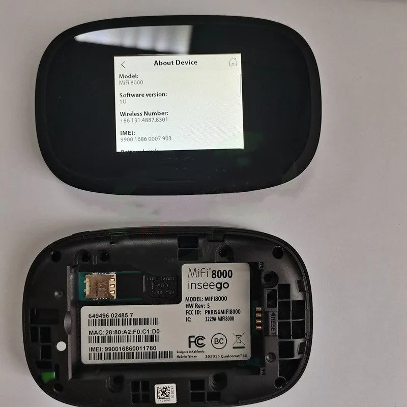 Black Mifi8000 portable 4G wireless router with compact design
