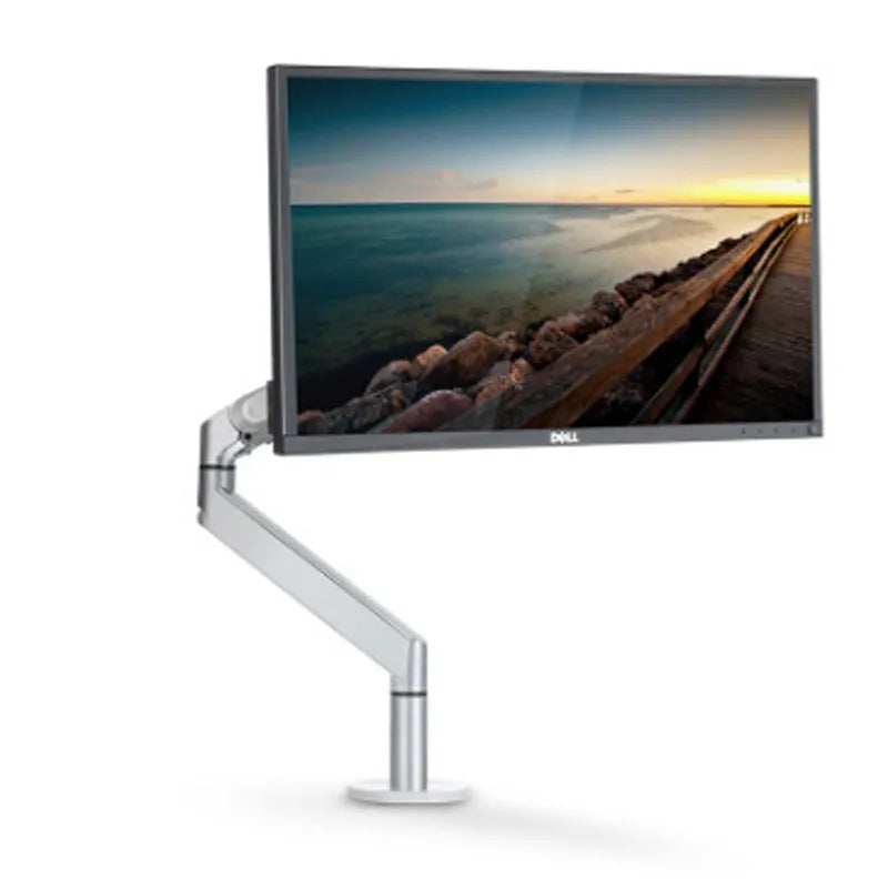 Aluminium laptop stand with adjustable air pressure arm bracket in silver colour