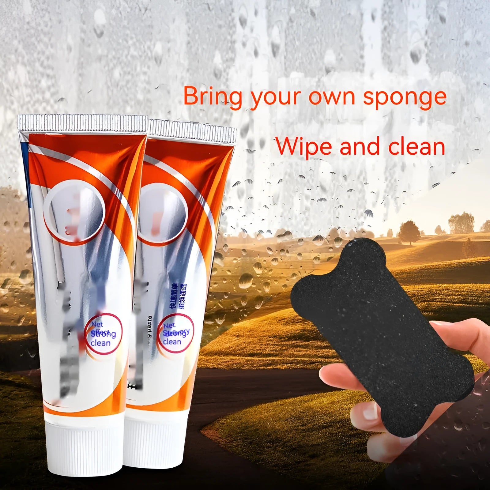 Car windscreen scavenging agent white paste in 65ml container for glass cleaning