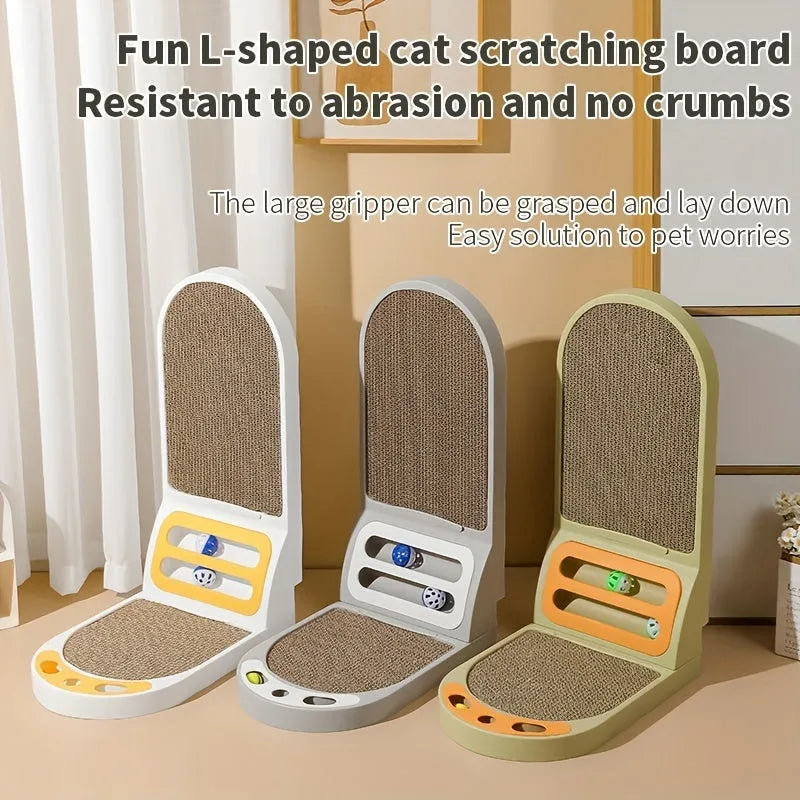 L-shape cat scratching board with sisal scratching surface and carpet base