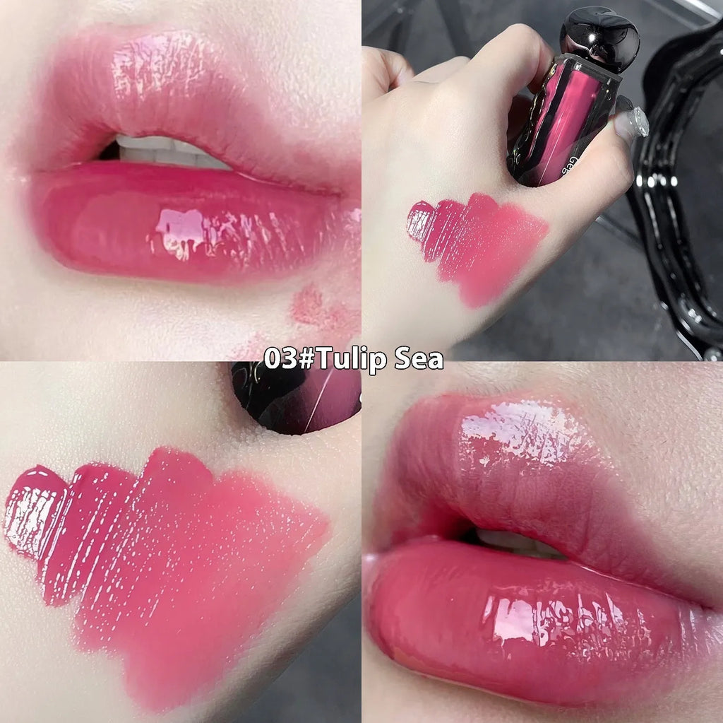 Glacier Lava Lip Lacquer in seven colour options with water-light mirror finish