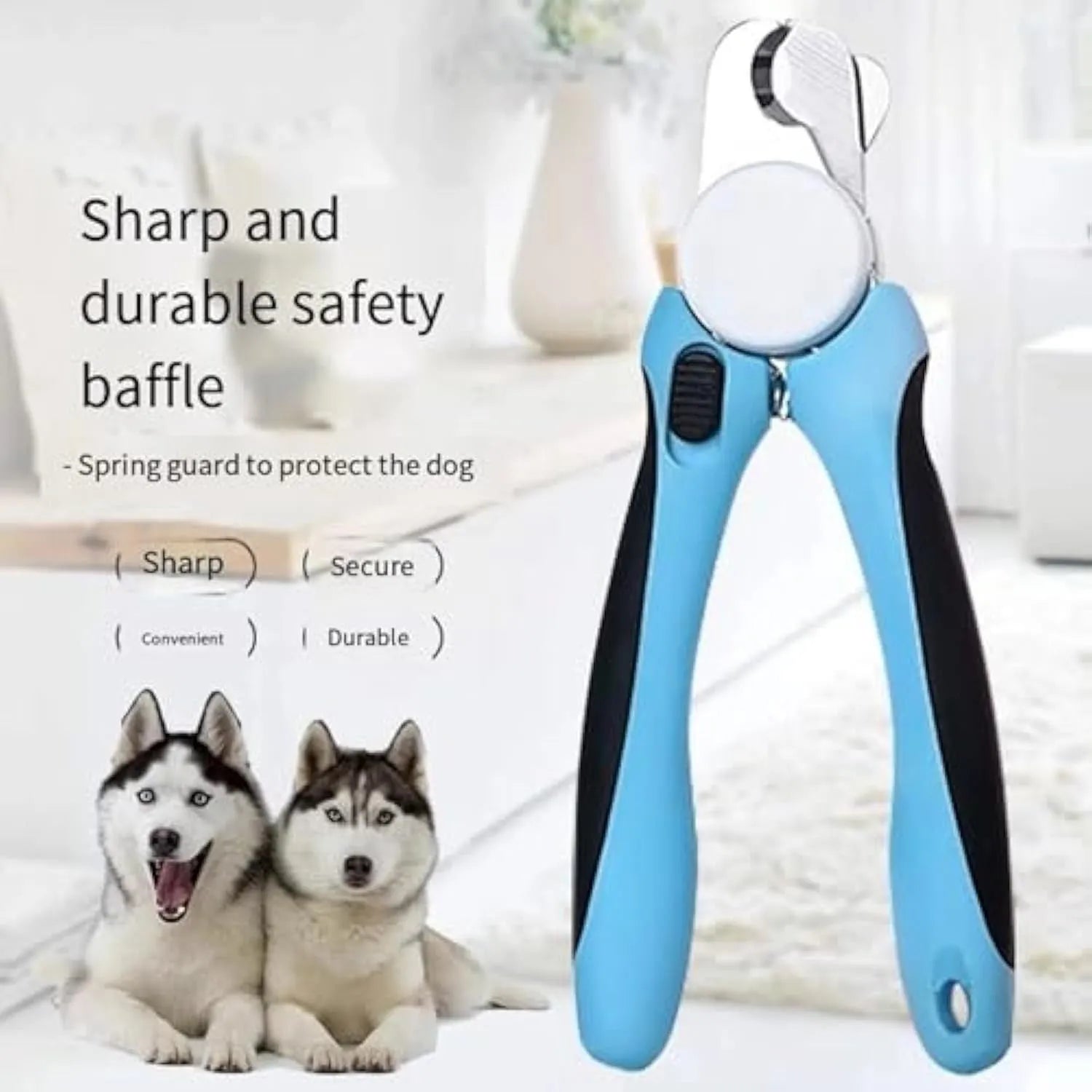 Blue heavy-duty dog nail clippers with safety guard for large dogs with thick nails