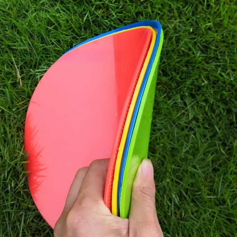 Soft yellow TPE football landmark pad, a flat 23cm disc for field sports target marking.