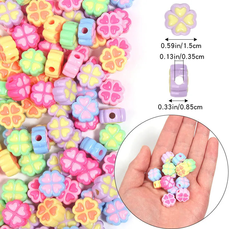 15mm frosted acrylic love clover beads in various colours for jewellery making