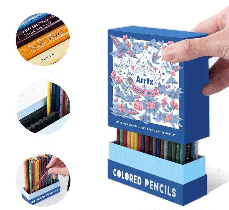 Boxed set of 72 or 126 soft core colour pencils for art students with basswood barrels.