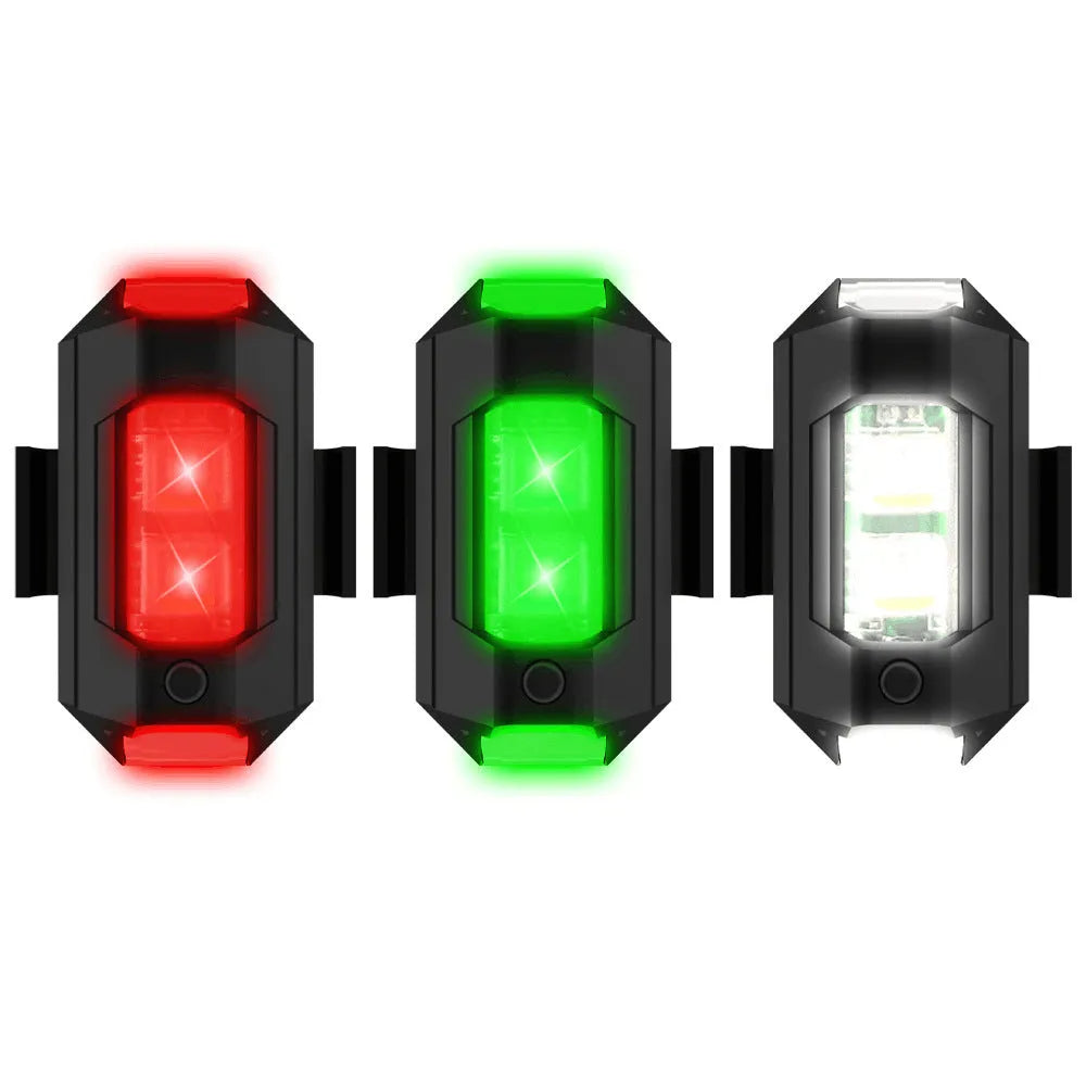 Drone strobe light with 7 colour modes, Type-C charging cable, and mounting accessories