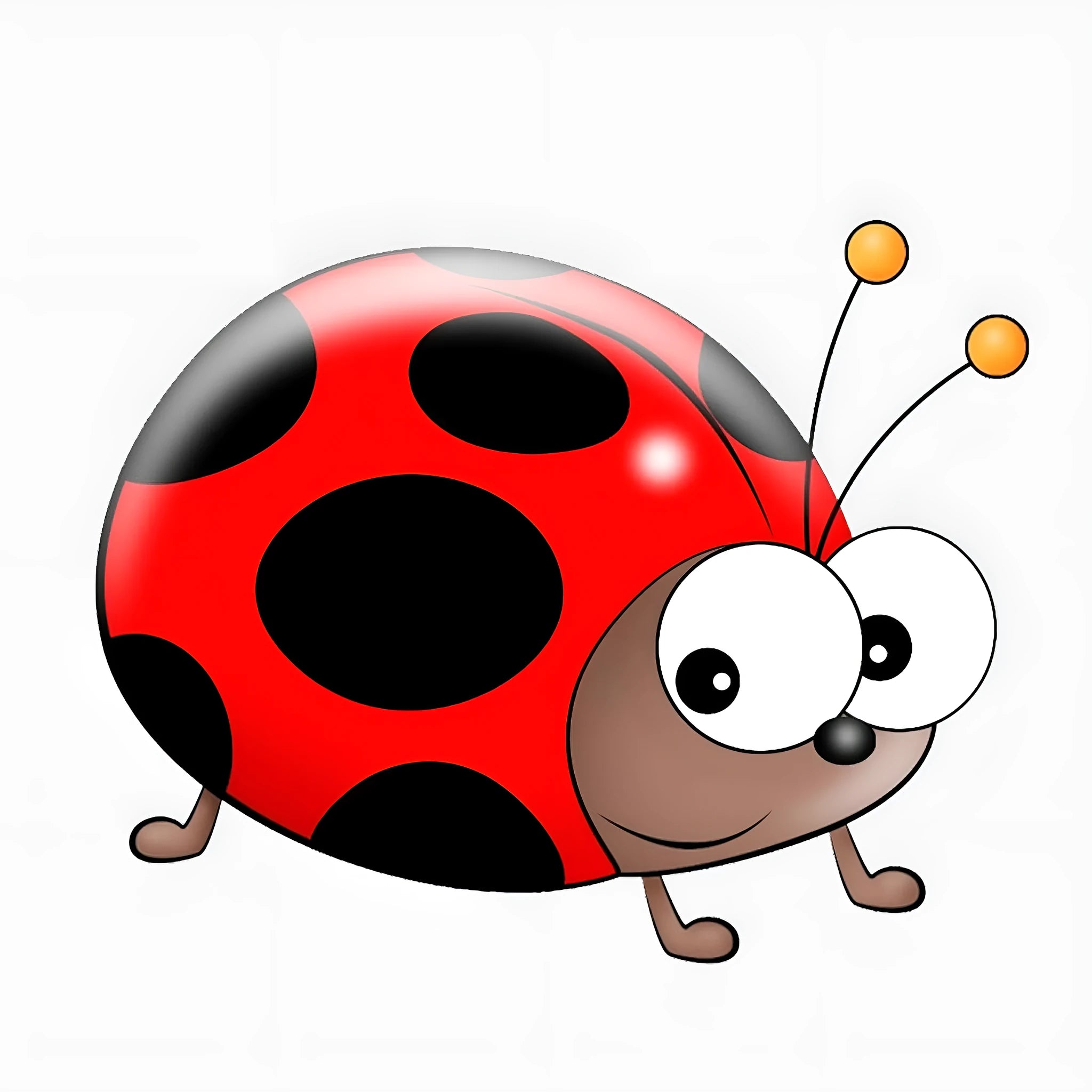 14.5cm diameter PVC ladybird cartoon sticker on a car window, showing one of three available colour styles.