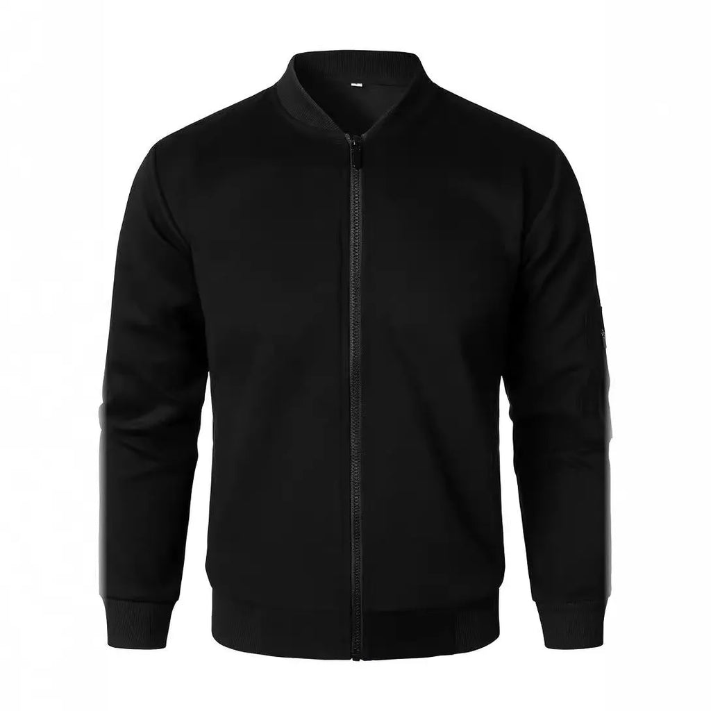Men's loose fit knitted jacket in cotton with polyester lining shown in business casual style