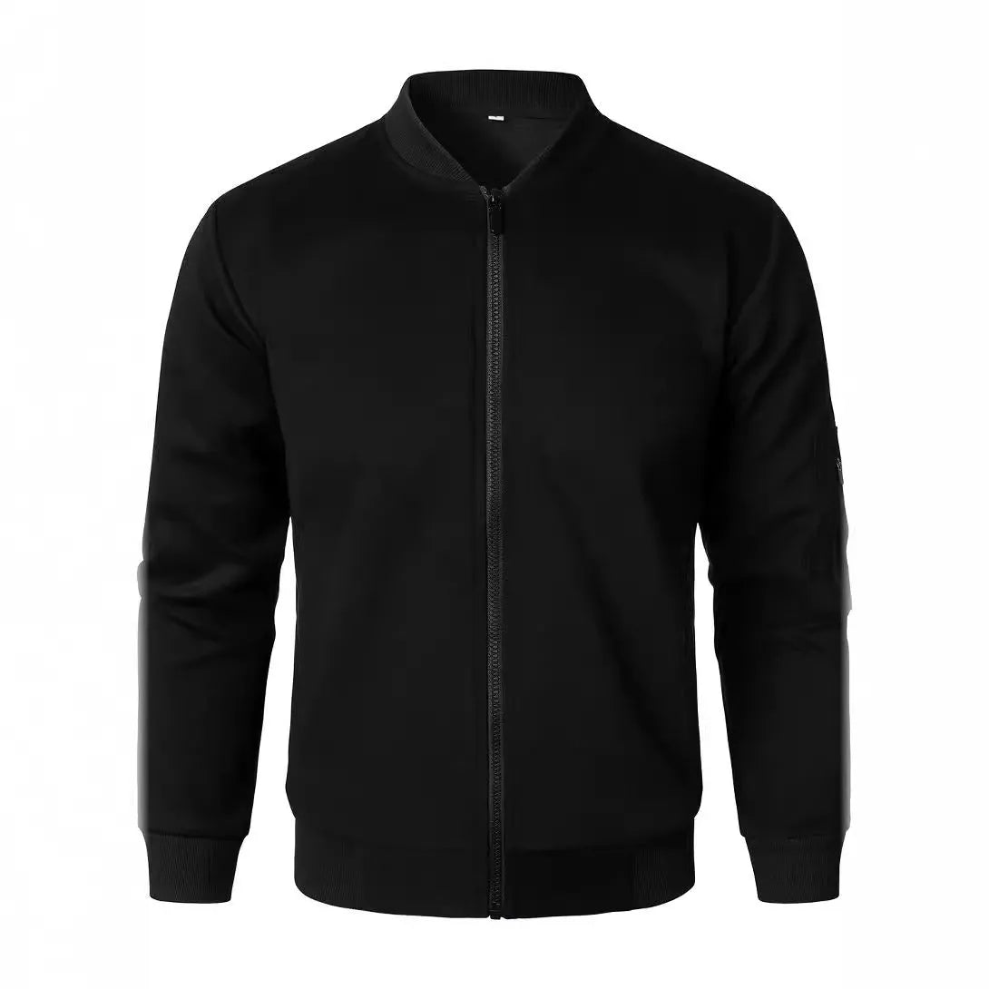 Men's loose fit knitted jacket in cotton with polyester lining shown in business casual style