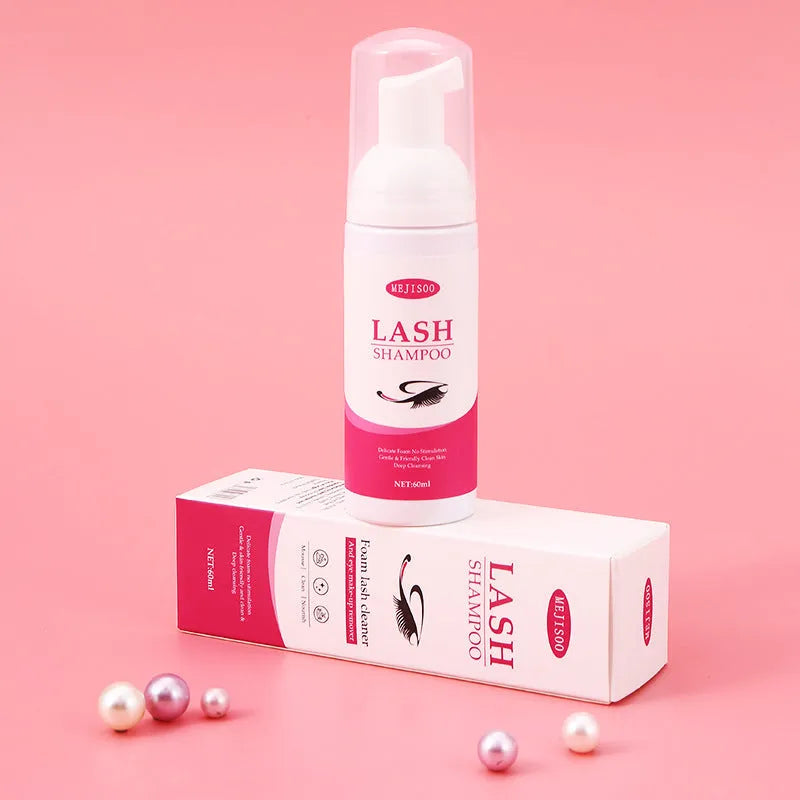 60ml bottle of lash shampoo mousse eyelash cleaning solution, 3.7cm by 13.5cm size