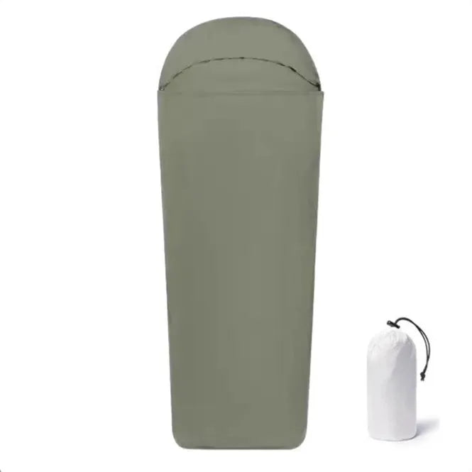 Blue nylon mummy sleeping bag for outdoor camping with dimensions 210x80x60cm
