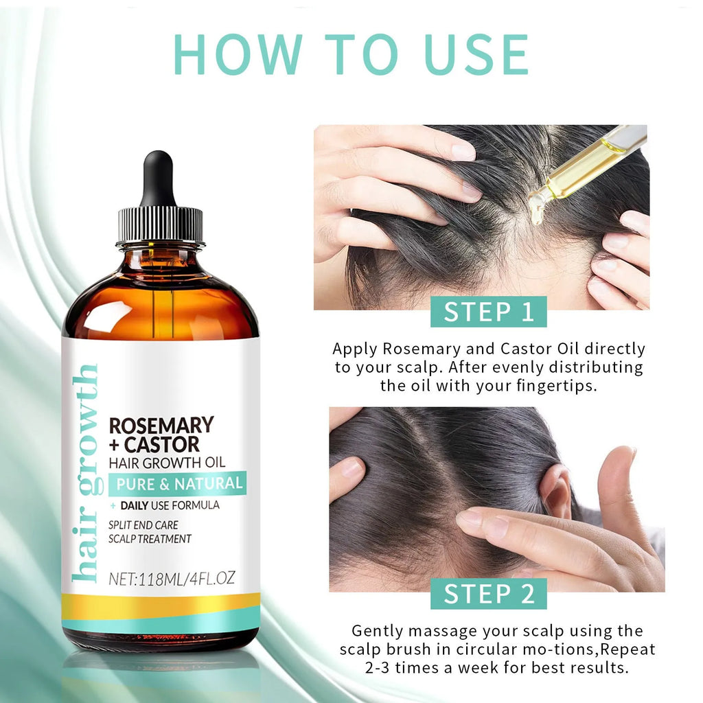 118ml bright yellow hair treatment oil bottle with integrated massage brush for scalp and hair application