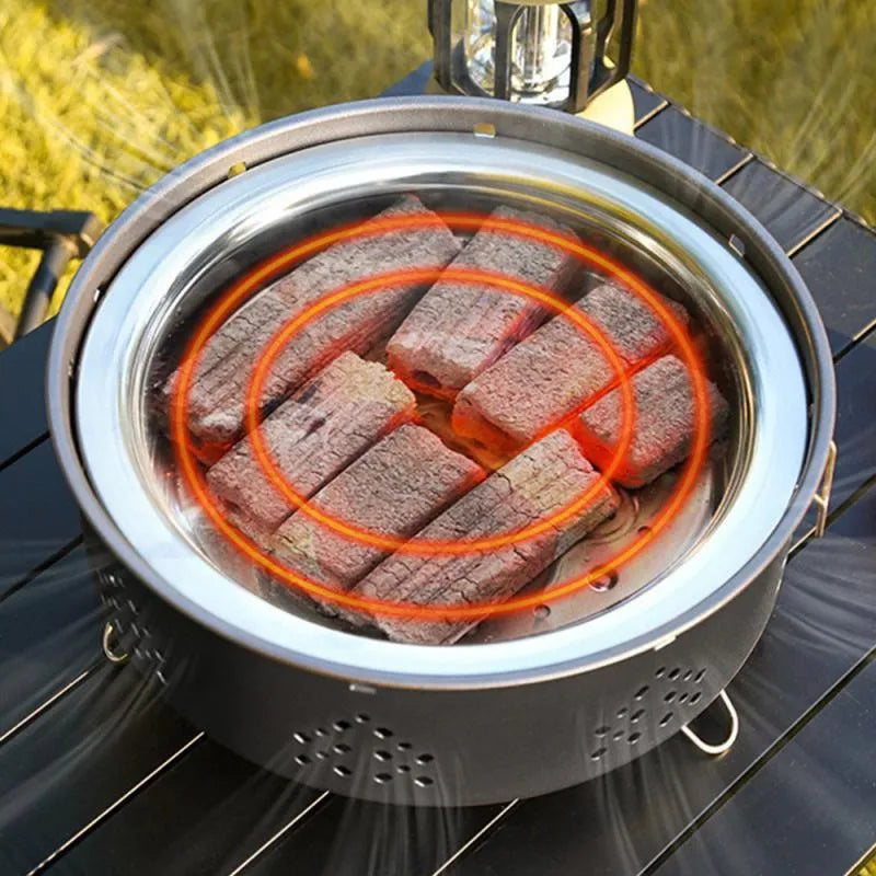 Portable stainless steel BBQ grill stove with detachable design and storage bag for outdoor camping
