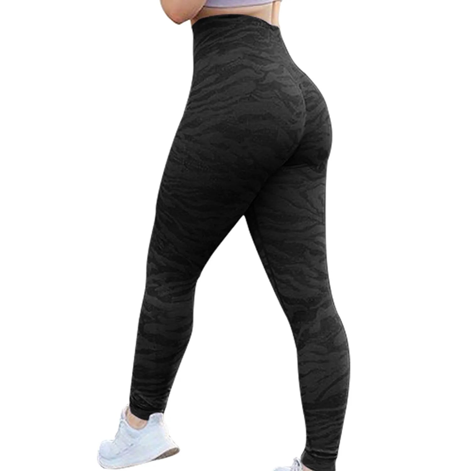 Women's push up booty leggings in leopard print and camouflage patterns for fitness activities