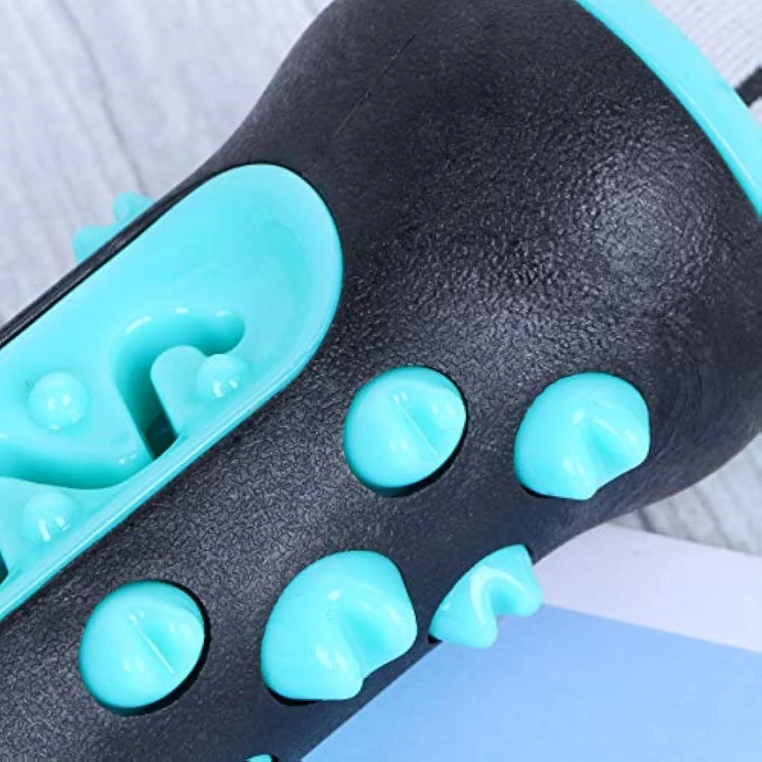 Natural rubber dog dental chew stick toy in blue colour with cleaning nubs.