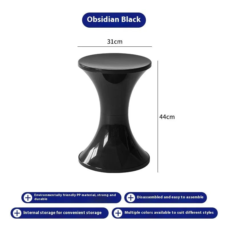 Plastic shoe changing stool with hourglass design in green colour, 40cm height