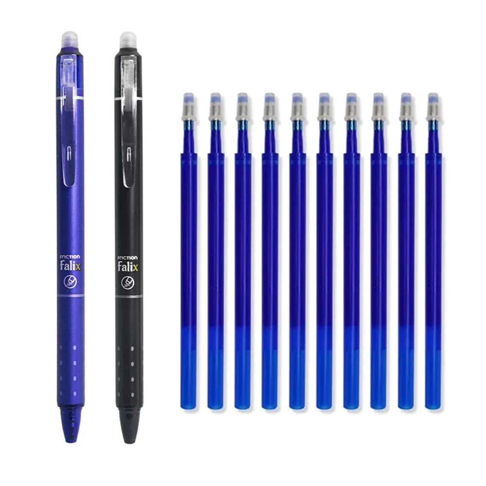 Hot Erasable Push Gel Pen with 0.5mm stainless steel nib and plastic shell for students.