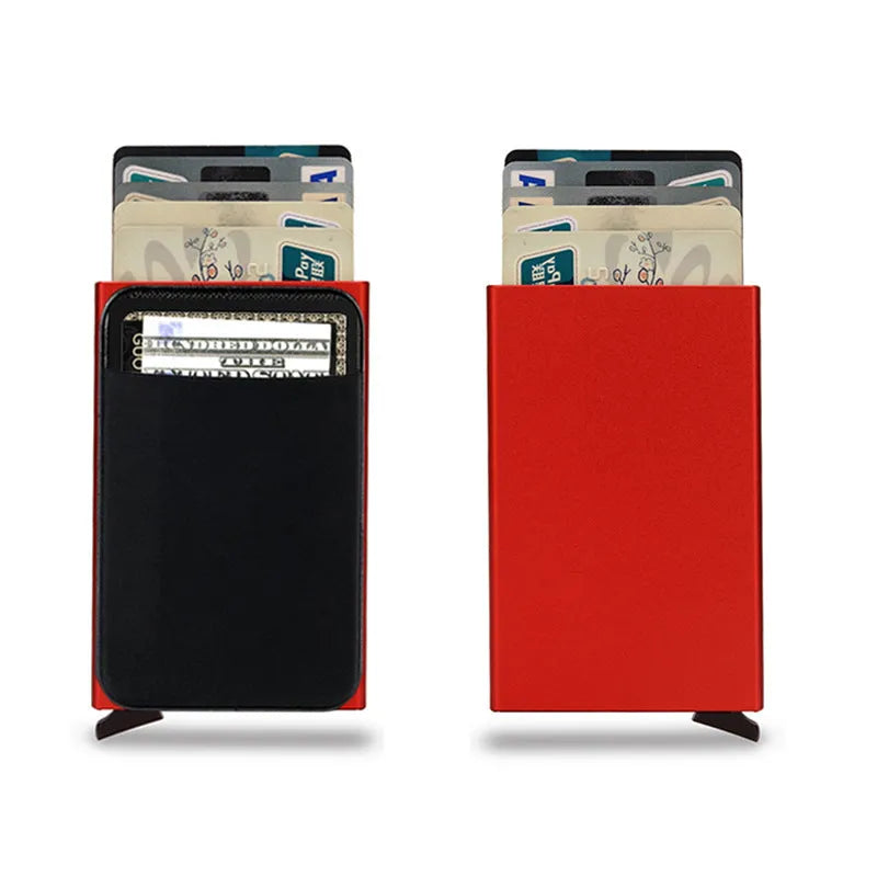 Frosted aluminium credit card holder in choice of eight colours measuring 9.5 × 6 × 1.0 cm