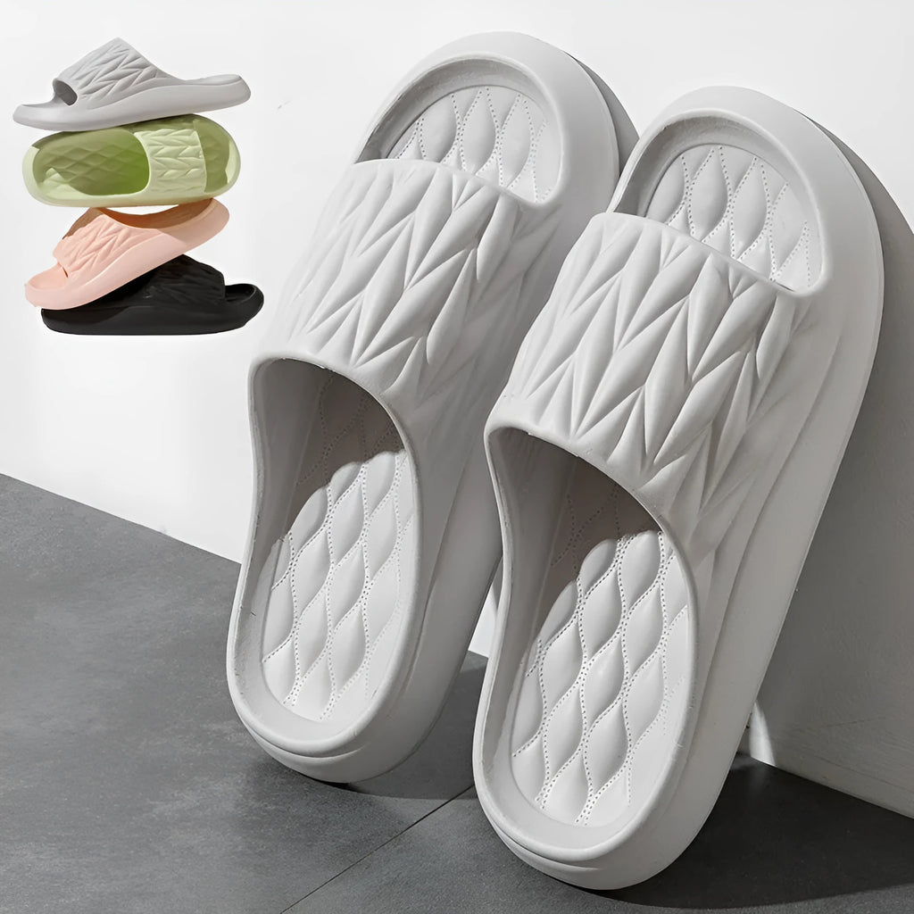 Leaf texture design EVA indoor slippers with non-slip sole in multiple colour options
