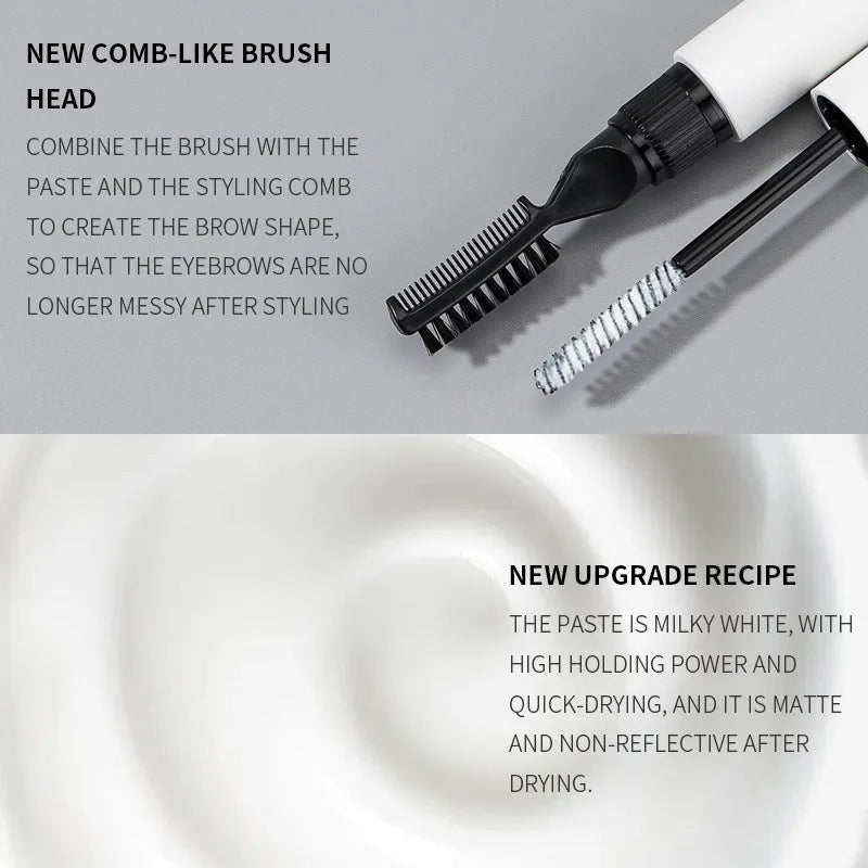Eyebrow shaping brush with moulding glue for natural eyebrows in white and pink options