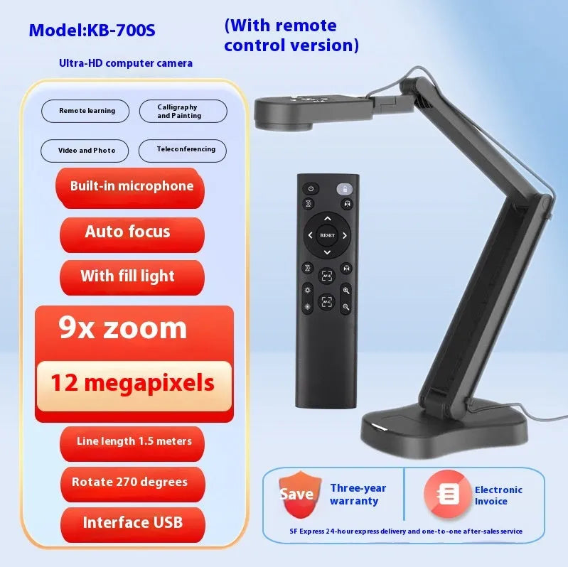 Autofocus USB webcam with microphone for computer video calls and live streaming