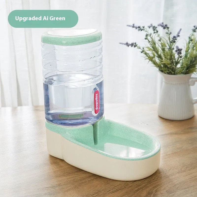 Automatic pet drinker with 3.8L capacity in blue, green, grey, or pink colour options