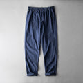 Men's straight-leg linen trousers in a retro casual style, shown in a solid colour.