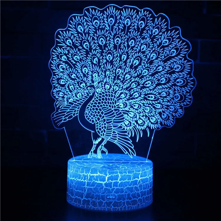 Acrylic 3D touch USB table lamp with colourful LED effects and crack base design