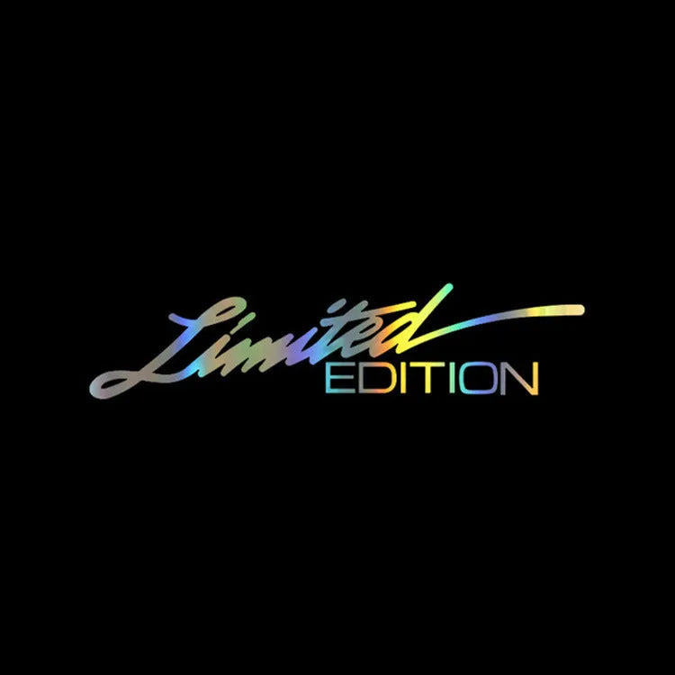 Reflective British style bumper sticker on car, showing black, white and colourful options.