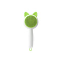 Self-cleaning cat grooming comb in greenish white and orange white colour options