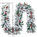 Artificial rattan Christmas garland with flocking snow effect draped on mantelpiece
