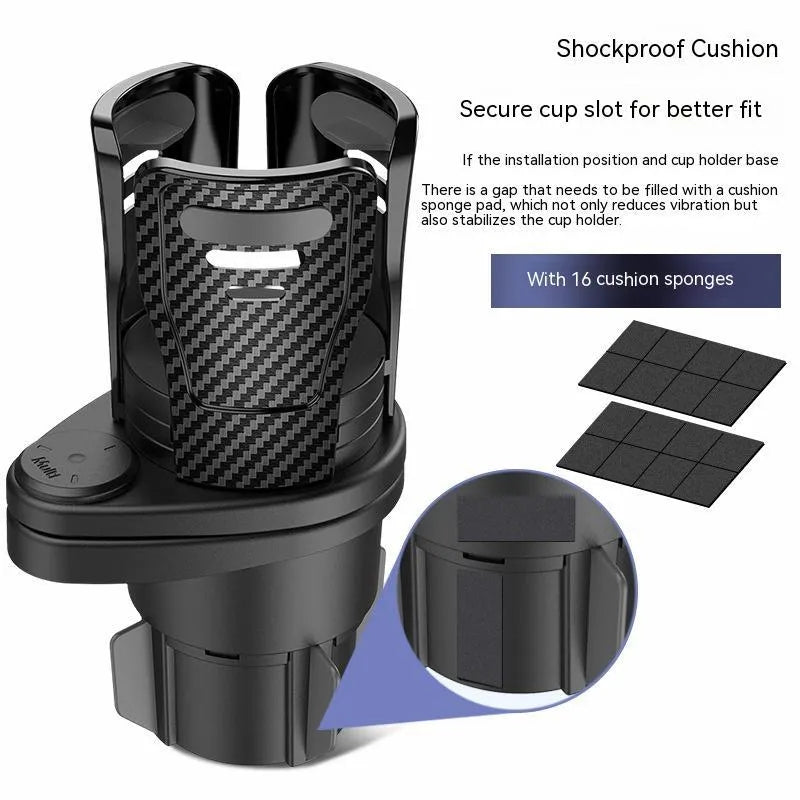 Car cup holder modification kit in ABS plastic with carbon fibre or matte finish options