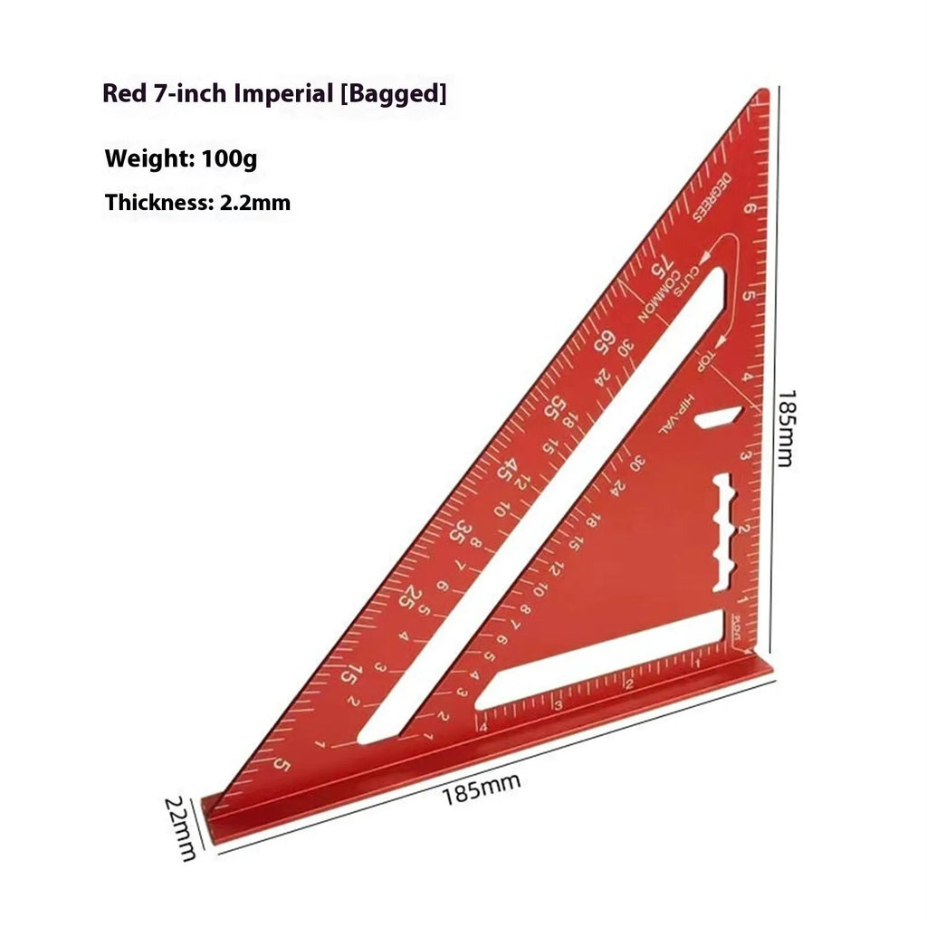 Red metal combination angle ruler 7inch with metric scales for civil surveying