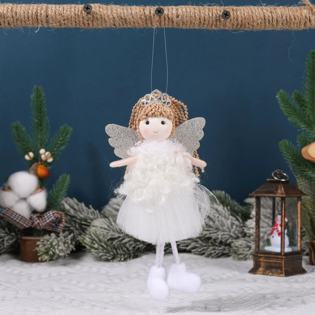 Cartoon angel cloth pendant for high ponytail hair in Christmas colours