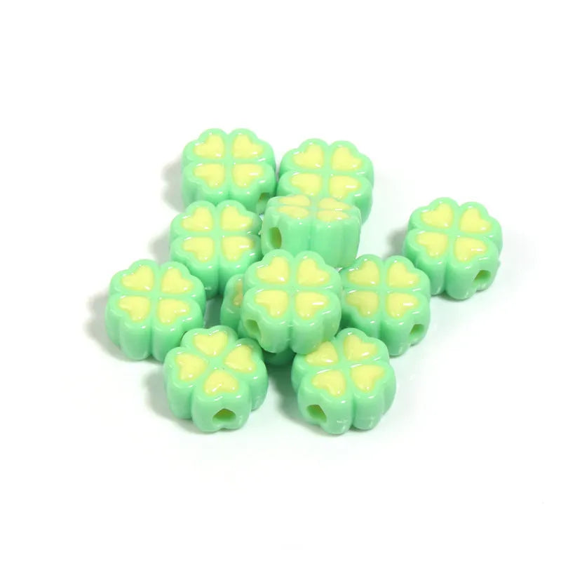 15mm frosted acrylic love clover beads in various colours for jewellery making