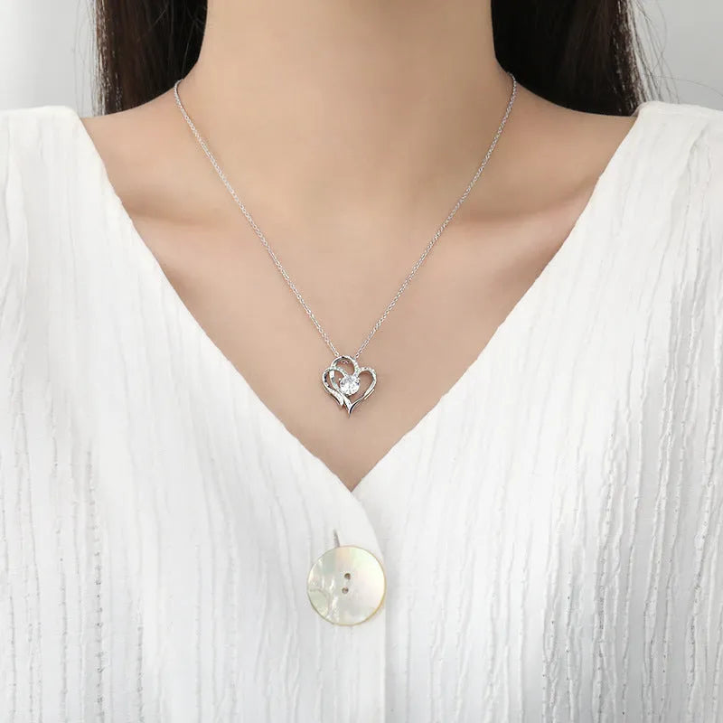Women's heart necklace in 925 silver with gold plating options