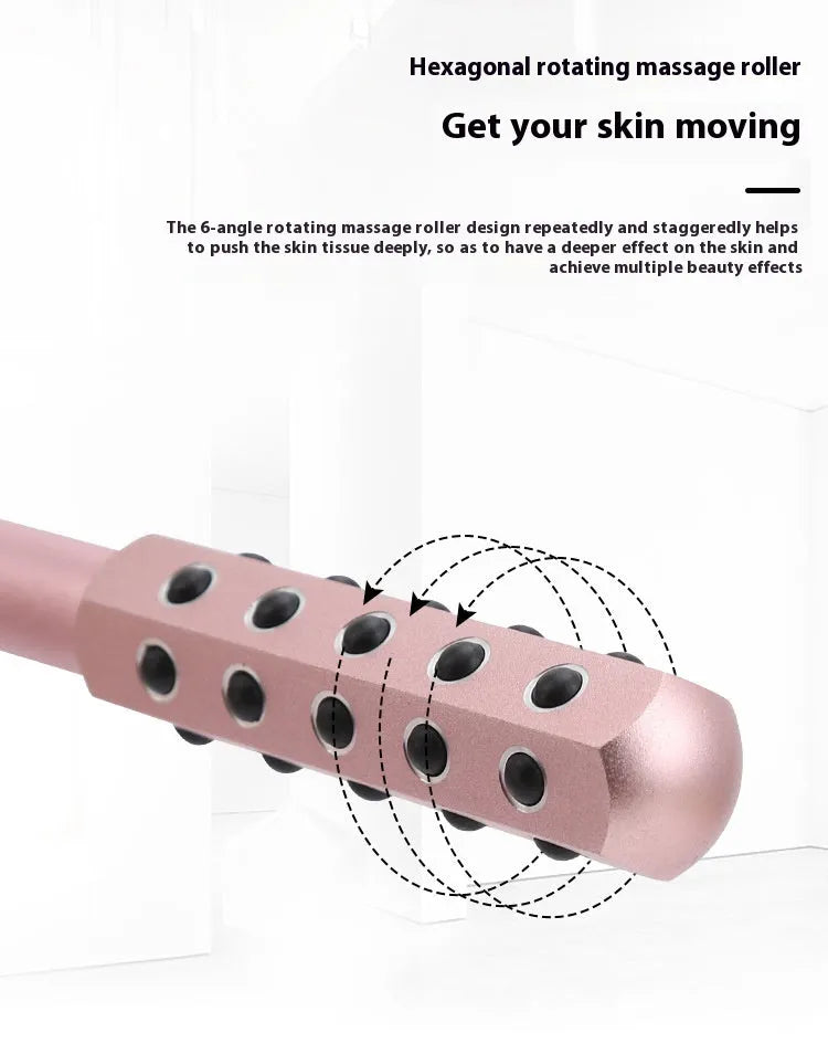 Purple germanium particles facial massage roller instrument on white background, showing 193mm length and roller detail.