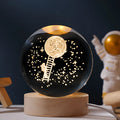 Starry sky design luminous crystal ball on wooden base USB desktop light