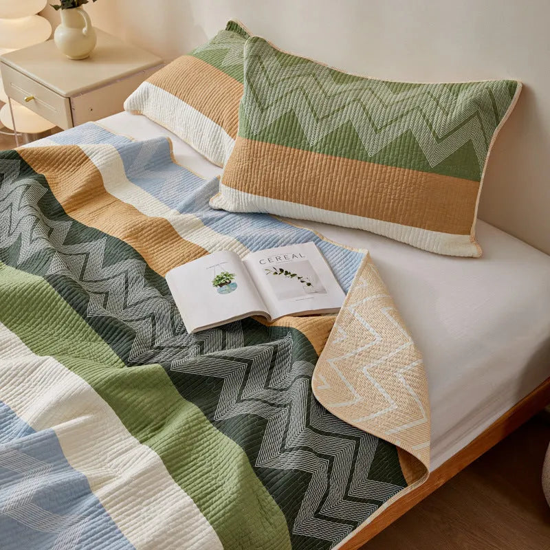 Pure cotton printed bed sheet three-piece set in modern simplicity design for 2.2 metre beds