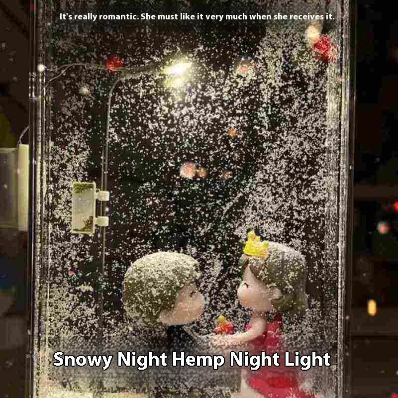 DIY snow night light kit with small street lights and winter landscape for Christmas desktop decor