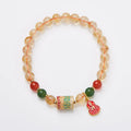 Hand-woven citrine five sutra bracelet with 6mm crystal beads in geometry pattern
