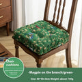 American dining chair cushion with plant pattern in multiple colours showing 40×40×8cm dimensions
