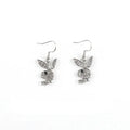 A pair of cute full diamond rabbit stud earrings in a choice of silver, pink, or gold.