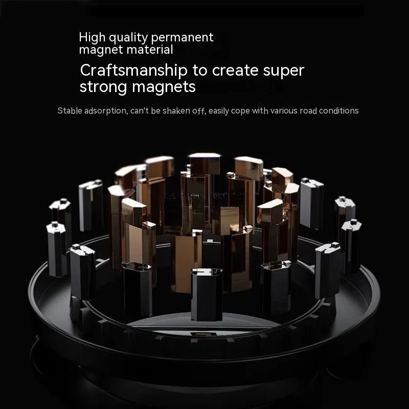 All-metal magnetic car phone mount in Qian colour with foldable dashboard holder design