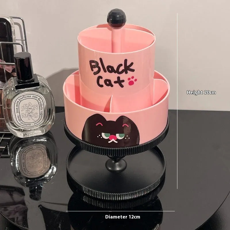 Beige rotating cosmetic brush storage barrel with 18-litre capacity on a table.
