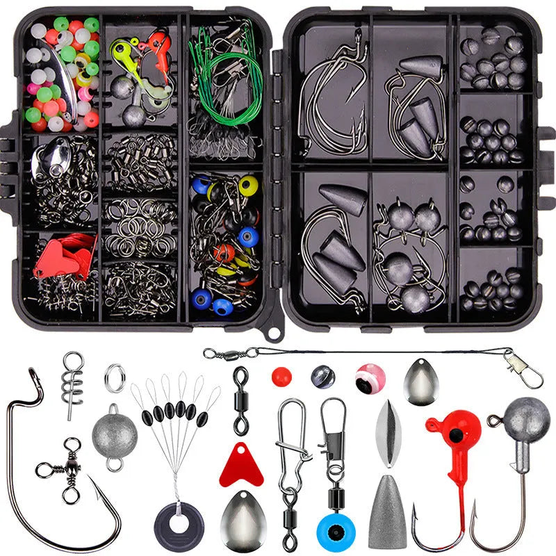 Weihe 257-piece fishing lure accessories kit in orange or black box for Texas sea fishing
