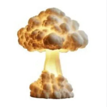 Mushroom cloud shaped modern art table lamp with USB power cable for decorative lighting.