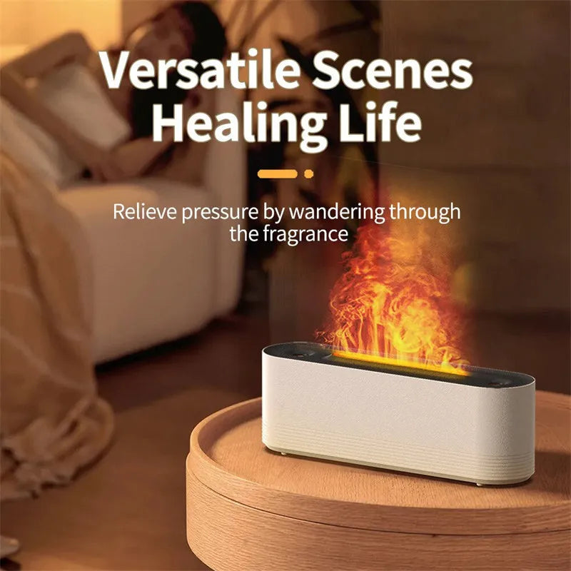 Black ultrasonic aroma diffuser with 7 colour flame LED display and cool mist emission