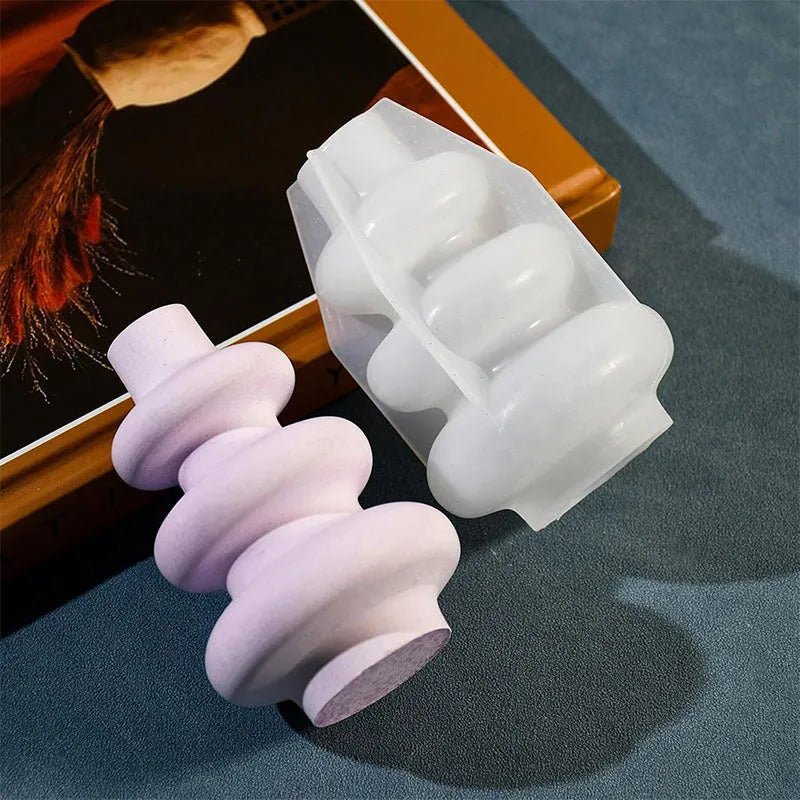 Silicone three layer circle vase ornament mould with irregular shape design